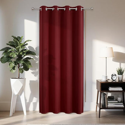 Joydeco Blackout Door Curtain for Doorway Privacy 72 Inches Long, Grommet Closet Curtain for Open Closet, Room Divider for Bedroom Living Room (Burgundy Red, 52Wx72L, 1 Panel)