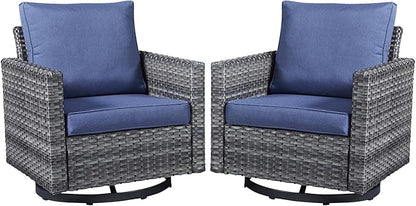 Belord Wicker Chairs Outdoor Bistro Set Oversize Patio Swivel Rocker, Rattan Outdoor Seating Set of 2 Swivel Glider Chairs Wicker Furniture for Porch Deck Backyard with Water-Resistant