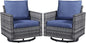 Belord Wicker Chairs Outdoor Bistro Set Oversize Patio Swivel Rocker, Rattan Outdoor Seating Set of 2 Swivel Glider Chairs Wicker Furniture for Porch Deck Backyard with Water-Resistant
