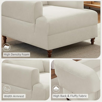 Oversized Chaise Lounge Chair Set of 2, Cloud Fluffy Chaise Sofa Recliner with Adjustable Backrest, Comfy Upholstered Sleeper Couch Bed, Modern Deep Seat Reading Armchair for Living Room, Bedroom