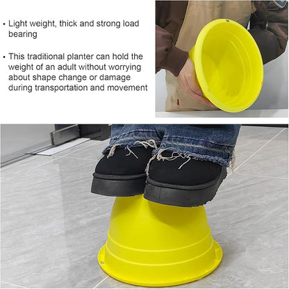 10 Inch Plant Pots Set of 5,Lightweight Plastic Planters with Drainage Holes & Plugs,Durable Plant Containers for Indoor Outdoor Houseplants,Flowers,Patio & Garden(Yellow)