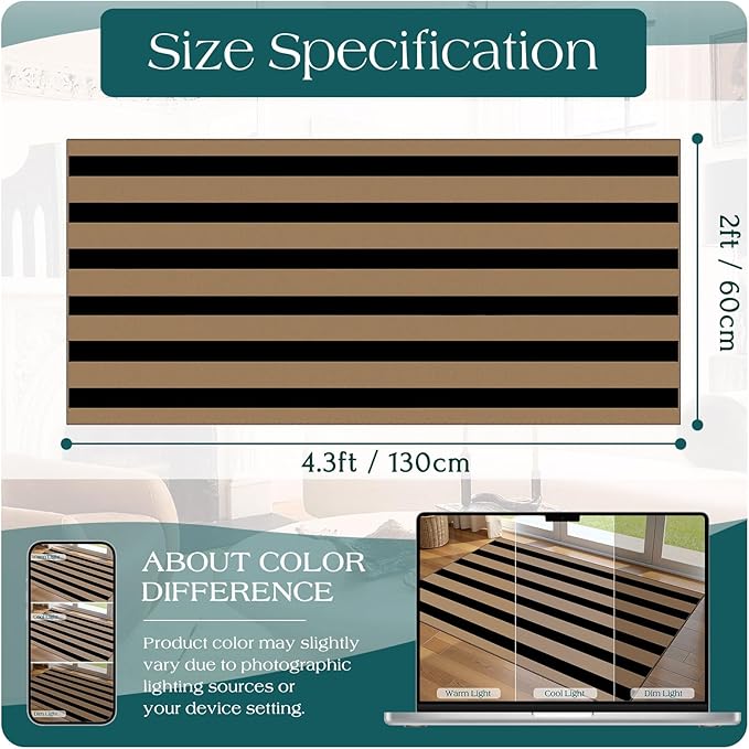Outdoor Rug, Brown and Tan Stripe, Polyester, 2 x 4.25 Ft