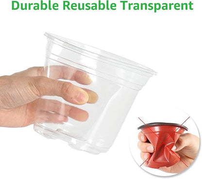 36 Packs 5/4/3.5 Inch Clear Nursery Pots with Humidity Domes, Transparent Plant Pots with Drainage Holes, Variety Pack Seedling Pots for Vegetable Propagation, Root Cutting, Seed Starting