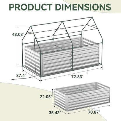 Raised Garden Bed with Self-Watering System, 6x3x2 ft Elevated Planter Boxes Outdoor with PE Cover, Galvanized Raised Beds for Gardening,Vegetables,Flowers, Backyard, Patio