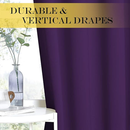 NICETOWN Blackout Sliding Door Curtains 84 Inch Length, Extra Wide Room Divider Grommet Energy Saving Thermal Insulated Curtain for Patio Door Window(W80 x L84, 1 Panel, Royal Purple)