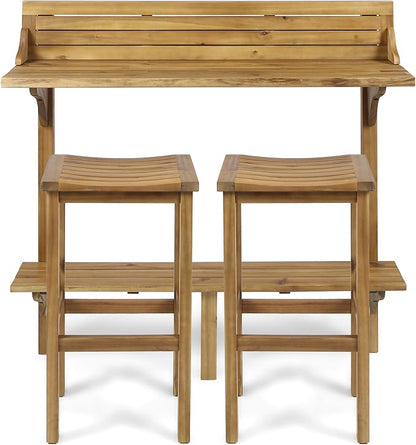 Christopher Knight Home Caribbean Outdoor Acacia Wood Balcony Bar Set, 3-Pcs Set by ChristopherKnightHome