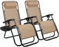 Homall Zero Gravity Chairs - Adjustable Folding Lawn Lounge Chairs with Pillows for Poolside, Backyard and Beach - Set of 2 (Cream-Coloured)