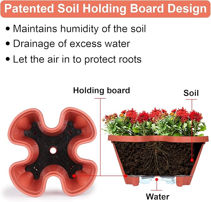GameXcel Vertical Planter 6 Tier Stackable Planters Garden Planters Strawberry Herb Flower and Vegetable Planter Indoor Outdoor Gardening Pots with Removable Wheels and Tools