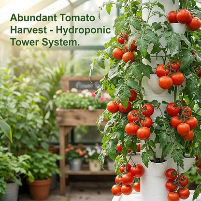 Vertical Hydroponic Tower Garden Growing System - Indoor Planter Kit with 30 Pods, Aeroponic-Style Tower for Herbs, Vegetables, Lettuce & Strawberries, Home Countertop Grow System, Gray
