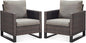 Belord Oversize Patio Chairs Set of 2 Outdoor Wicker Dining Chairs, All-Weather Rattan Patio Club Chair Furniture Sets with Water-Resistant Cushion Anti-Rust Frame Brown