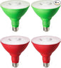 EDISHINE St.Patrick's Day/Easter Decorations PAR38 Red & Green LED Flood Light Bulbs Outdoor, Dimmable LED Light Bulb, 18W(120W Equivalent), Outdoor Weatherproof Light Bulb, E26 Base, 4 Pack