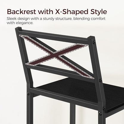 Bar Stools, Set of 2 Bar Chairs with Backrest and Footrest, 26" Tall Counter Bar Stools, Kitchen Breakfast Bar Chairs, Easy Assembly, for Dining Room, Black BAHB0901N1