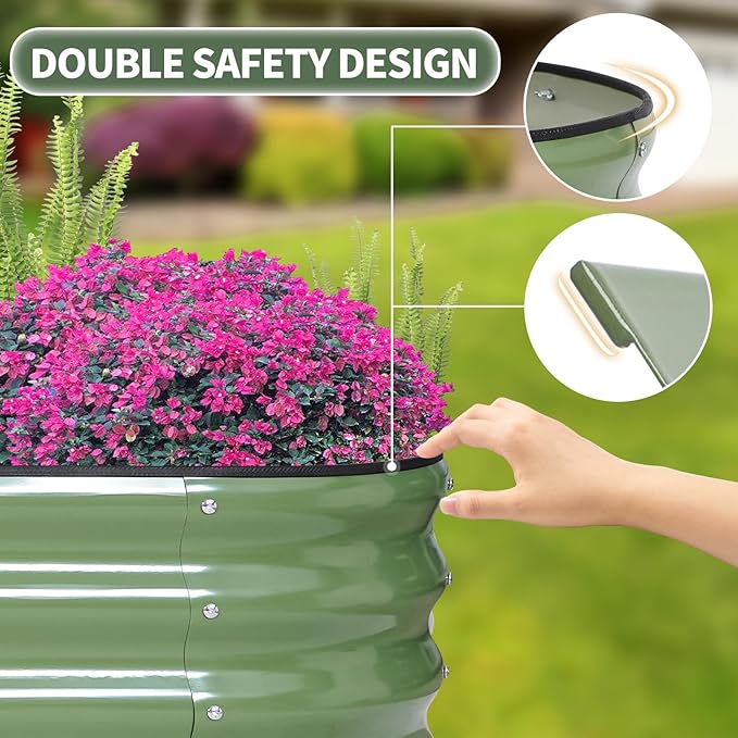1MORE Galvanized Raised Garden Bed- Planter Garden Boxes Outdoor, Raised Beds for Gardening,Metal Garden Bed Kit for Vegetables Flower, Planter Raised Beds.8x2x1ft Green-2pcs