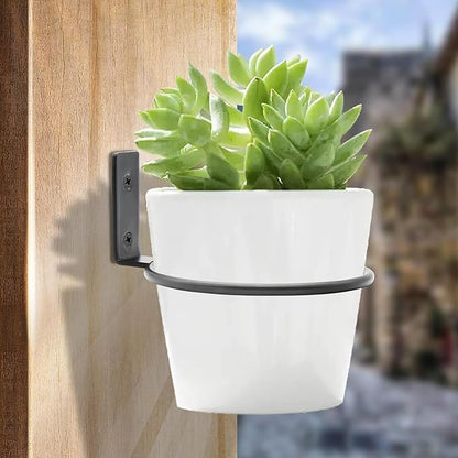 6 Pack 4 inch Flower Pot Holder Ring, Flower Pot Holder Ring Wall Mounted Set Wall Mounted Metal Planter Hanger Matte Black Hanging Plant Holders