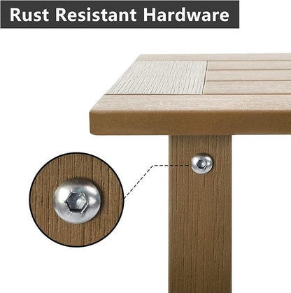 Double Adirondack Outdoor Side Table Weather Resistant, Outdoor Rectangular Patio End Table for Adirondack Chair, Teak