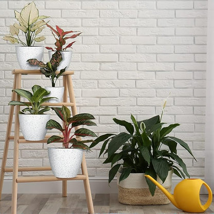 5 Pcs Plant pots, 7.5/6.5/5.7/4.9/4.1 inch Pots for Plants, Flower Pot Indoor Modern Decorative Plant Pot, Plant Pots Indoor with Drainage and Saucer for All House Plants, Spray Spots