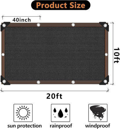 QLOFEI Shade Cloth for Patio, 80-90% Sunblock Shade Sails for Garden Pergola Outdoor, Sunshade Neting with Grommets for Kennel Chicken Coop Lawn Easier to Hang Cover, 10x20 FT