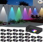 Solar LED Wall Light,RGB Color Changing Spotlight - Waterproof Outdoor Garden Path Lighting,10 Modes Auto On/Off,IP44 ABS Material,30H Runtime No Wiring Needed for Yard & Courtyard (24 P)