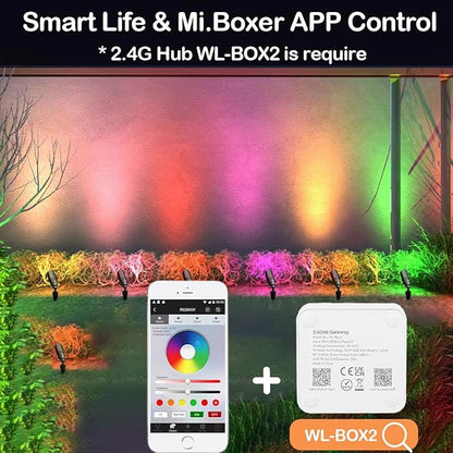 Outdoor Spotlights, 12V RGB+CCT Color Changing with Remote, Die-Cast Aluminum