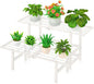 2 Tier Metal Plant Stand Outdoor Indoor, Separated Tiered Outdoor Folding Plant Shelf, Ladder Plant Stands Display Rack for Garden Window, 8.3/15.4'' Tall (White)