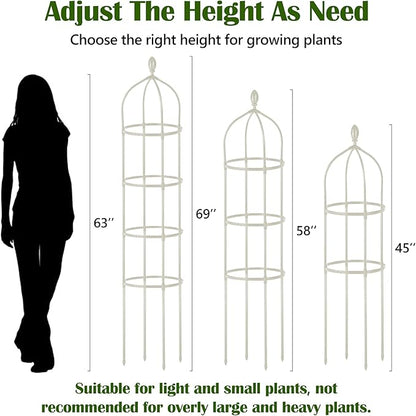 2 Pcs Garden Obelisk Trellis for Climbing Plants Outdoor 6 Ft Rose Bush Round Trellis for Pots Rustproof Metal Plant Flower Trellises for Clematis Vine Jasmine Support Outdoor Indoor