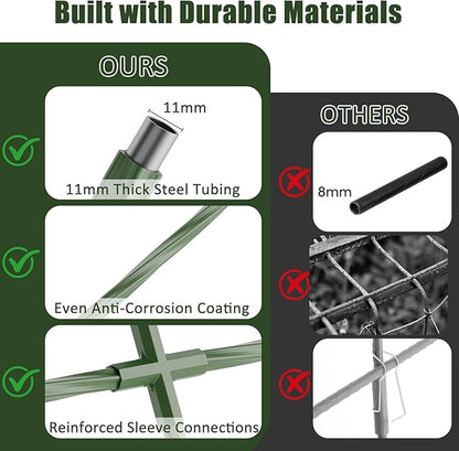Miory Cucumber Trellis for Raised Beds, 48 x 63 Inch Metal U-Frame Garden Trellis for Climbing Plants Outdoor with Climbing Net, Plant Support for Cucumber Tomato Bean Pea