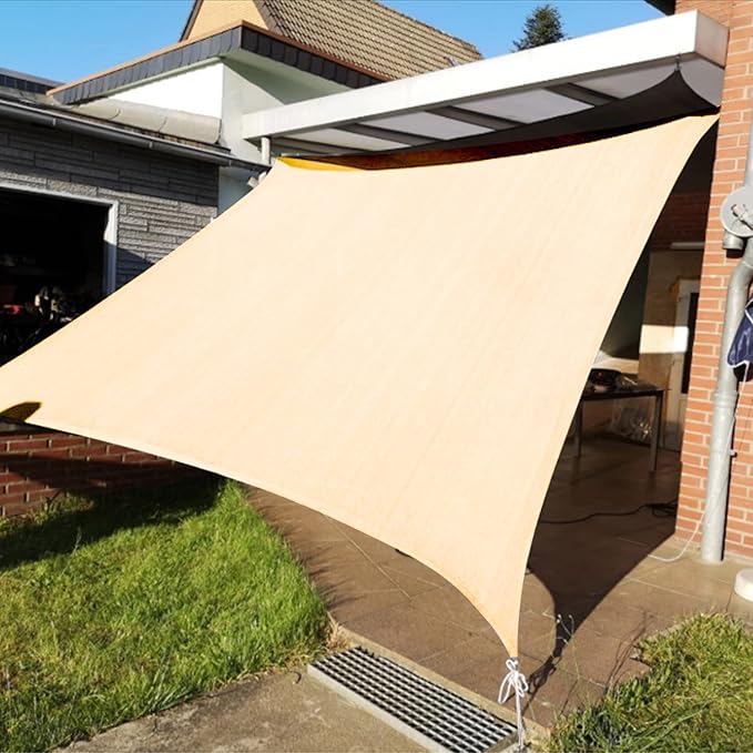KANAGAWA 6'X12' Cream Custom Size Sun Shade Sail Rectangle UV Block Canopy Cover for Patio Backyard Lawn Garden Outdoor (Customized Available)