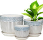 Ceramic Plant Pots Set of 3, 6.75/5.6/4.2 inch Planters with Drainage Holes and Saucer, Flower Pot Outdoor Indoor, Modern Decorative Planters for House Plants Garden Planters Succulent Pots