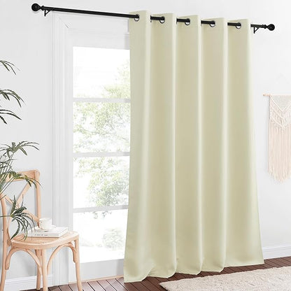 NICETOWN Blackout Living Room Curtain 90 inches Long - Thermal Insulated Grommet Room Darkening Window Treatment Sound Dampening Drape for Bedroom (Beige, W66 x L90, 1 Panel)