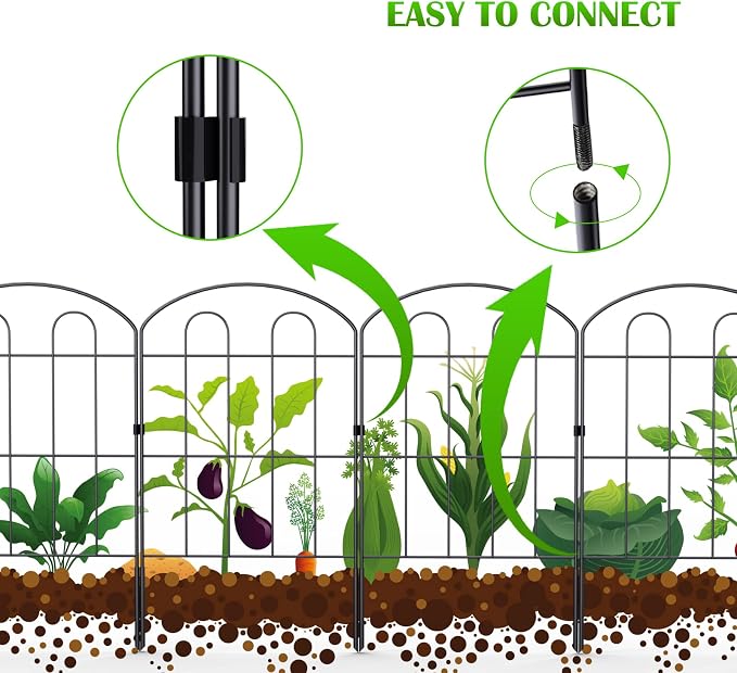 20 Pack Decorative Garden Fence Outdoor - 24in H x 22ft L Rust-Proof Coated - Image 8