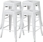 Yaheetech 24 Inch Metal Barstools Set of 4, Counter Height Backless Stools, Industrial Stackable Bar Chairs with Footrest for Kitchen/Dining Room/Bistro/Patio, White
