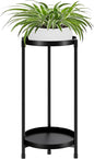 Plant Stand indoor outdoor - 2 Tier black Tall Metal Flower Pot Holder Potted Display Rack - Heavy Duty Corner Plant Shelf for Patio Garden Balcony Living Room Bedroom