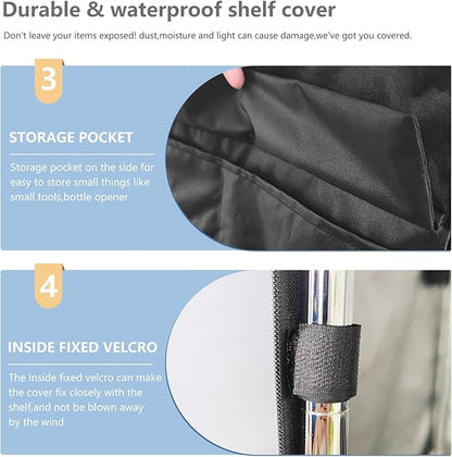 Waterproof Shelf Cover,Outdoor 600D Heavy Duty Dustproof Storage Shelves Cover,24''x14''x59'' Shelf Covers for Wire Shelving with Zippers,Storage Rack Covers with Clear Front