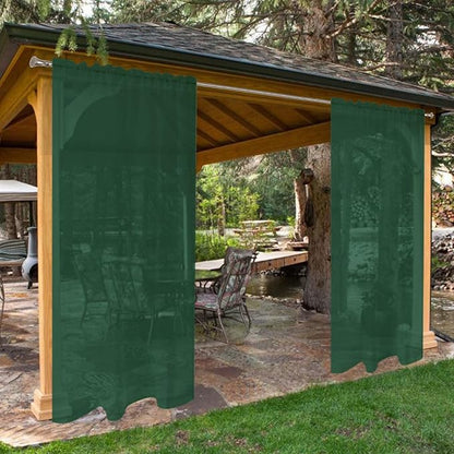 SpaceDresser Waterproof Outdoor Sheer Curtains for Patio - 2 Panels Rod Pocket Indoor Voile Sheer Curtain for Living Room,52W x 96L inch, Foliage Green