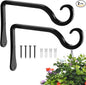 BOLITE Plant Hangers, 6 Inch Hanging Plant Brackets Outdoor Indoor, Wall Hooks for Hummingbird Feeders, Bird Feeders, Planters, Lanterns, Wind Chimes, Home Decor, 2 Pack, Black, Gifts for Women Men
