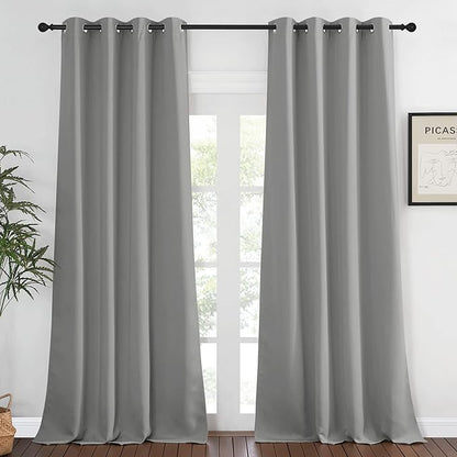 NICETOWN Extra Long Blackout Curtain Drape - (52 by 108-inch, Silver Grey, 1 Panel) Window Treatment Light Blocking Privacy Curtain Panel for Home Decoration