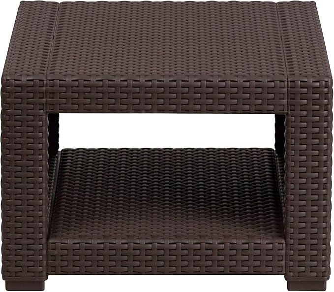 Flash Furniture Seneca Chocolate Brown Faux Rattan End Table