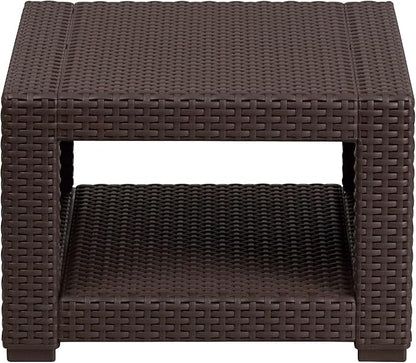 Flash Furniture Seneca Chocolate Brown Faux Rattan End Table
