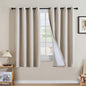 H.VERSAILTEX Linen Curtains 100% Blackout Curtains for Bedroom 54 inch Long Full Light Blocking Nature Linen Blended Window Curtains for Living Room Nickel Grommet (2 Panels, Heathered Natural)