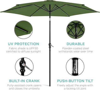 Best Choice Products 10ft Outdoor Table Compatible Steel Polyester Market Patio Umbrella w/Crank and Easy Push Button Tilt