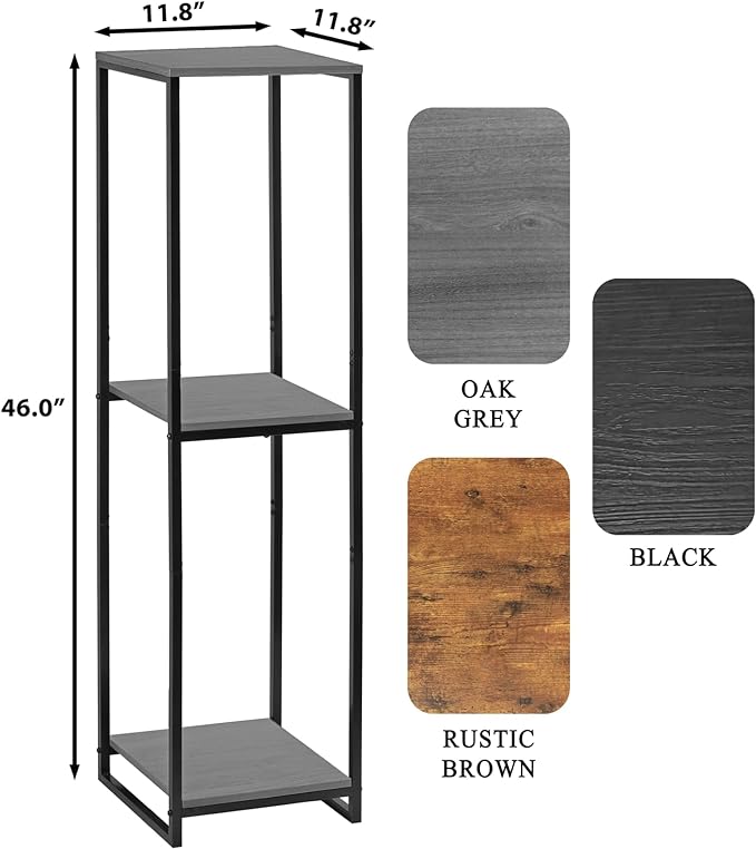 46" Tall Plant Stand Indoor, 3-Tier Modern Plant Shelf, Corner Flower Pot Holder Organizer for Living Room Balcony Patio Garden (Oak Grey)