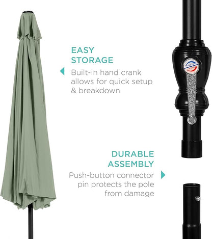 Best Choice Products 10ft Outdoor Table Compatible Steel Polyester Market Patio Umbrella w/Crank and Easy Push Button Tilt