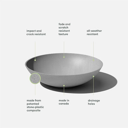 Veradek Mason Series Lane Bowl Planter-Large Round Planter for Indoor or Outdoor Tabletops/Gardens |Made from Plastic & Concrete with Drainage Holes|Modern Décor for Flowers, Succulents, Small Plants