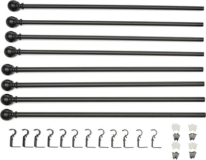 Amazon Basics Adjustable Curtain Rod for Windows, Round Finials, Easy Installation, Sturdy, 1-Inch Rod, 36" to 72", Black, 2-Pack