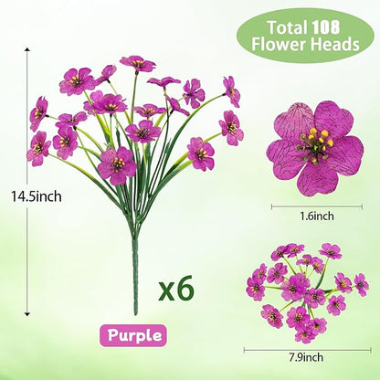 MACTING Artificial Flowers for Outdoors Fake Flowers UV Resistant No Fade Faux Plastic Plants for Planters Garden Patio Porch Porch Window Box Home Outside Spring Decorations (Purple)