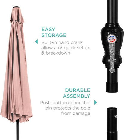 Best Choice Products 10ft Outdoor Table Compatible Steel Polyester Market Patio Umbrella w/Crank and Easy Push Button Tilt