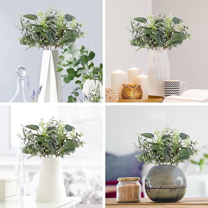 Artificial Eucalyptus Greenery Stems, 40 Pcs Silver Dollar and Baby Leaf Mix