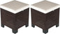 Outsunny 2 Pieces Outdoor Patio Ottomans, All Weather Wicker Outdoor Footstools with Removable Cushions, 3-in-1 PE Rattan Ottoman Seat, Footrest and Side Table for Backyard, Poolside, Beige