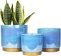 Gepege Ceramic Pots for Plants, Rainbow Pearl Glaze Planter with Drainage Hole, 6.0 inch+5.0 Inch+4.0 Inch. Indoor-Outdoor Large Round Succulent Orchid Flower Pot