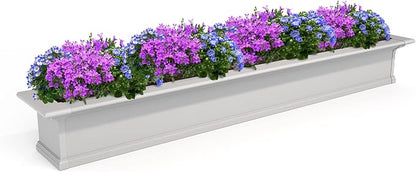 Mayne Yorkshire 7ft Window Box - White - 84in L x 12in W x 10in H - with 1.6 Gallon Built-in Water Reservoir (8827-W)